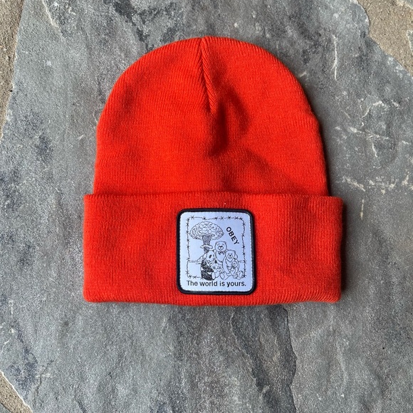 Obey-THE WORLD IS YOURS BEANIE-ORANGE - Picture 3 of 4